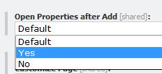 open properties on add